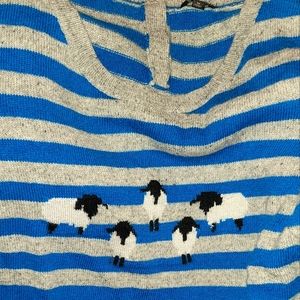 SWEATER SIZE MEDIUM SHEEP STRIPED BLUE GRAY
